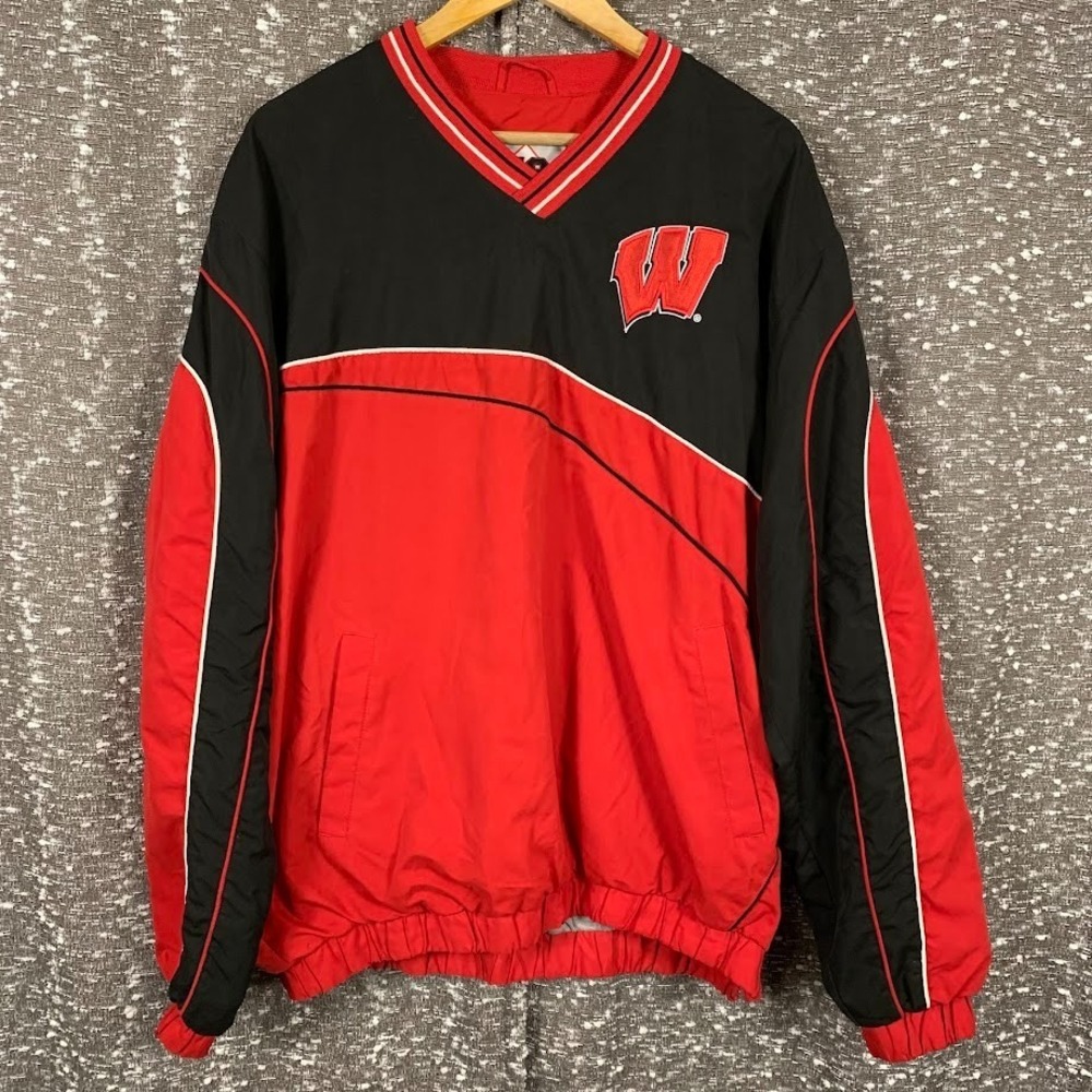 Vintage Wisconsin Badgers‎ 58 Sports Jacket Pullover Men's Size XL Windbreaker